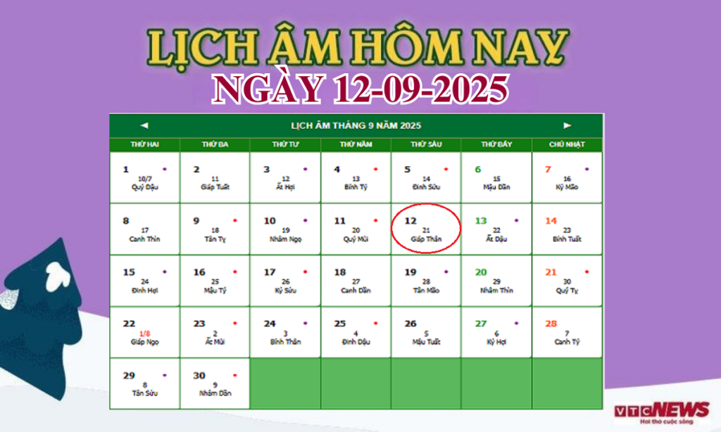 lich am 12 9 2025 07532305 1024x614 - Âm Lịch Hôm Nay 12/9/2025: Tuổi Nào Hợp, Tuổi Nào Xung Khắc?