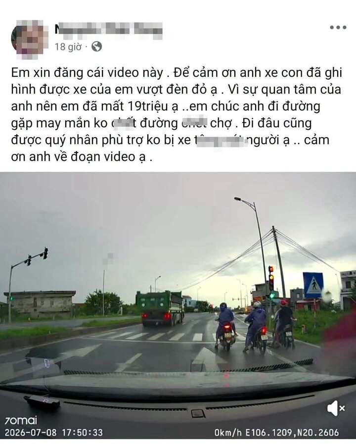 Vượt đèn đỏ, bị phạt, lái xe tải lên mạng chửi rủa người ghi hình báo CSGT